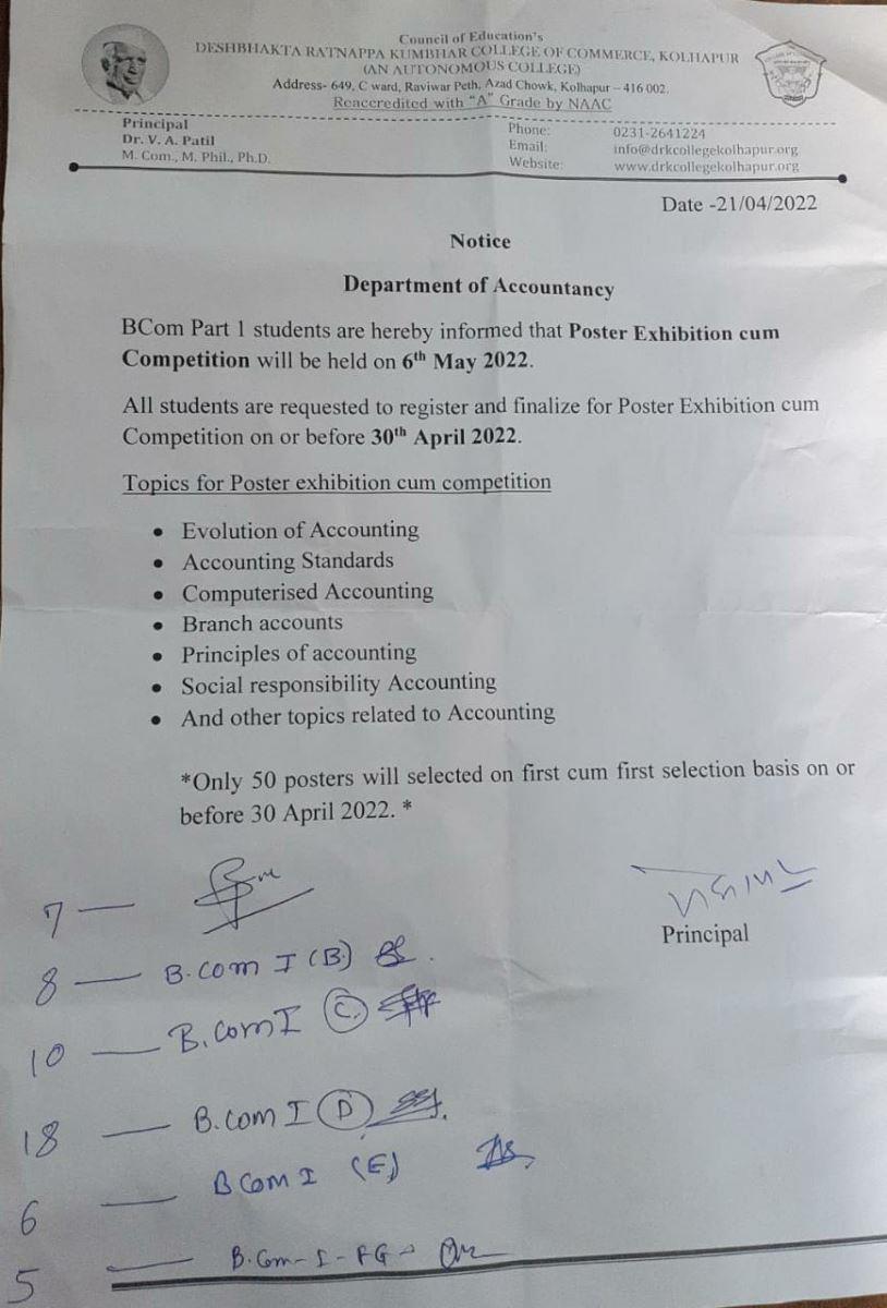 Department of Accountancy organize Poster Exhibition cum Competition on 6th May 2022